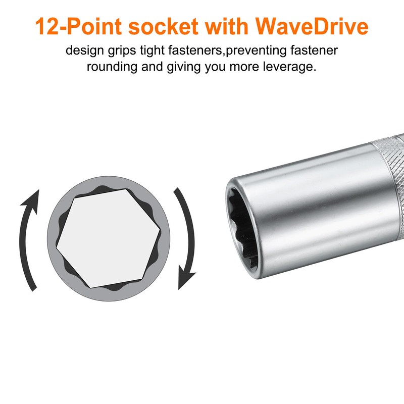 sourcing map 2pcs 1/2" Drive by 18mm 12-Point Deep Socket
