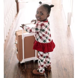 Burt's Bees Baby Baby Girls' Romper Jumpsuit, 100% Organic Cotton One-Piece Coverall, Yuletide Plaid Ruffle, Newborn