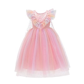 Lito Angels Princess Unicorn Costume Dress Fancy Dress with Cape for Children Girls Size 5-6 Years 116 Pink (Tag Number 130)