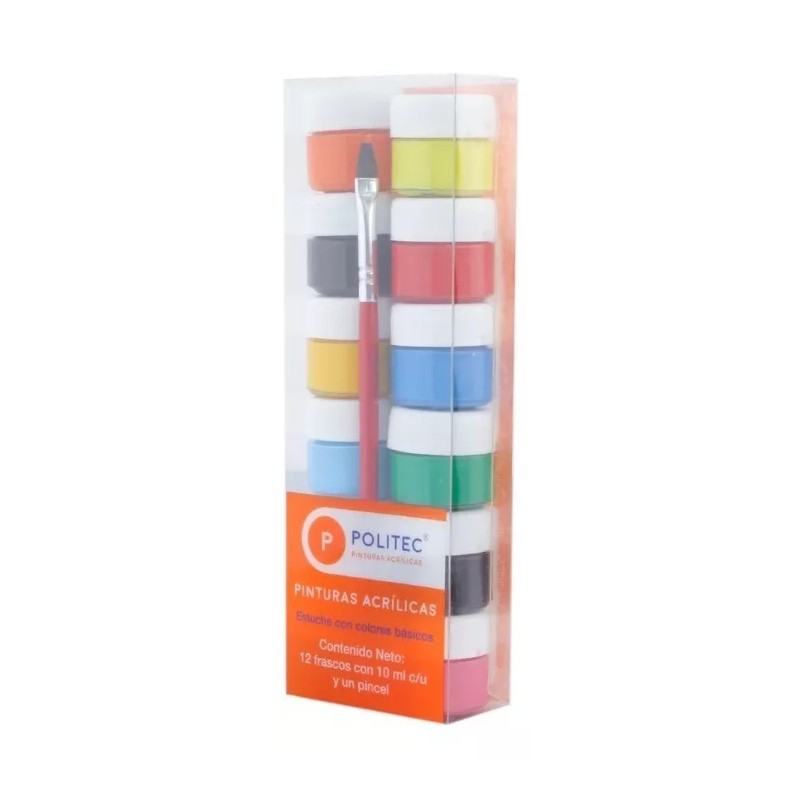 Rodin Kit Pinturas Acrílicas Politec 12 Colores 10 Ml C/u