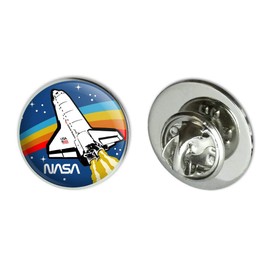NASA Logo Over Space Shuttle with Rainbow Metal 0.75" Lapel Hat Pin Tie Tack Pinback