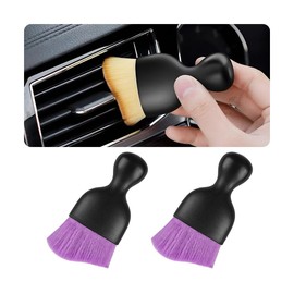 Blilo 2PCS Car Interior Detailing Brush with Dust Cover, Auto Soft Hair Cleaning Brushes, Scratch Free Curved Dirt Collectors, for Vehicle Dashboard Air Conditioner Vents Leather(Purple)