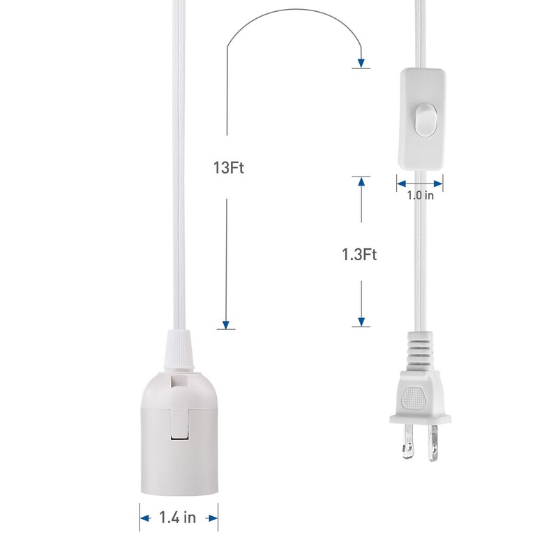 Cable Matters 2-Pack Hanging Light Cord with Switch - 15ft,