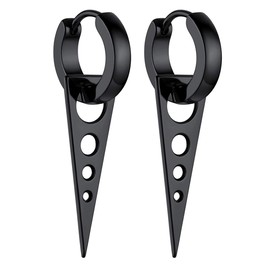 FOCALOOK Earrings for Men Women Huggie Hoop Earrings Stainless Steel Earrings Black Punk Earrings Gold Ear Piercing Ear Jewellery Accessory, Stainless Steel Metal, No Gemstone