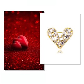 2 Pcs Love Heart Brooch Rhinestone Heart Scarf Brooch for Women Shawl Pin Clip Badge Corsage Wedding Party Clothes Accessories Jewelry Gift