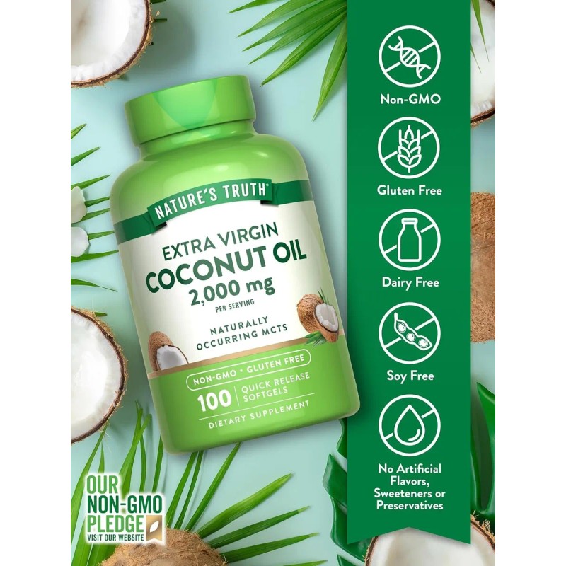 Cápsulas De Aceite De Coco Virgen 100 Uds Nature's Truth