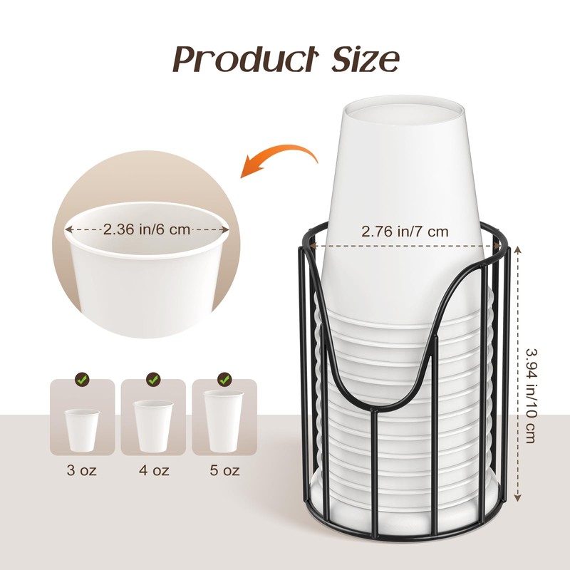 Luxspire Bathroom Cup Dispenser, 3-5oz Dixie Cup Dispenser, Metal Dixie
