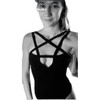 LJJPMLLPZ Women Hollow Out Low Chest Pentagram Bodysuit Gothic Dark