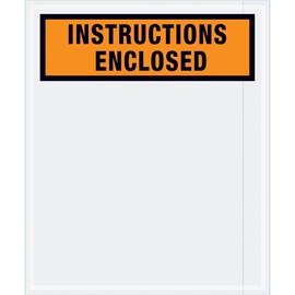 Aviditi Orange Panel Face Adhesive Side Loading Document Envelope Printed with "Instructions Enclosed",12"x10"for Attaching Packing Slips, Shipments&Mailings(Pack of 500)