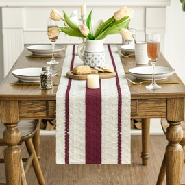 Artoid Mode - Camino de mesa rústico tejido de granja rojo, decoración de mesa de comedor para decoración de fiesta en el hogar, 12 x 72 pulgadas