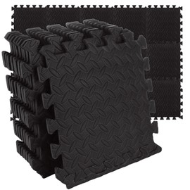 LOPYXBR 20 PCS 12" x 12" x 0.4" Exercise Mats for Home Workout Black Gym Flooring for Home Gym Floor Mats Eva Foam Floor Tiles Interlocking Foam Tiles Workout Mats for Home Gym, Cover 20 SQ.FT