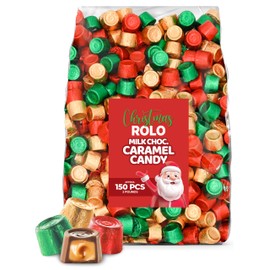 ROLO Christmas Milk Chocolate Caramel Candy, Rich, Creamy Milk Chocolate with Smooth Caramel, Red Green Gold Wrapped, Bulk Pack 2 lb (Approx. 150 Pieces) | Festive Stocking Stuffers, Party Favors, Baking & Decorating Treats