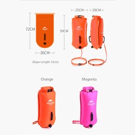 Naturehike 28L Schwimmboje Zwei Airbags Swim Boje Trockensack wasserdichte Strandtasche mit Verstellbarer Hüftgurtfür Schwimmer Küstenstrand (Orange)