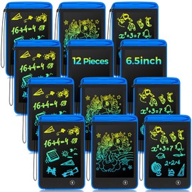 Zhehao 12 Pcs LCD Writing Tablet Drawing Board Doodle Board Educational Toys Erasable Electronic Painting Learning Pads Gift for Age 6+ Years Old Girls Boys(Blue, 6.5 Inch Screen)