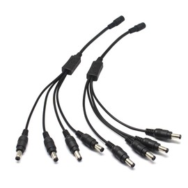 2Pack 1 to 4 Way DC Power Splitter Cable Barrel Plug 5.5mm x 2.1mm for CCTV Cameras DVR LED Light Strip and More