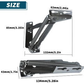 80 Degree Bench Seat Hinge - 1 Pair SUUJI Steel Cabinet Door Hinge for Toy Box Chest,Lid Support Stay Hinge, Furniture Foldable Sofa Bed, Heavy Duty Bridge Shaped Spring Hinges Lifting Bracket Silver