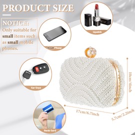 Xuhal Pearl Clutch Purse Women Evening Bag Beaded Handbag Artificial Pearl Bride Purse with Chain for Wedding 1920s Party, Strap Type Popup Closed