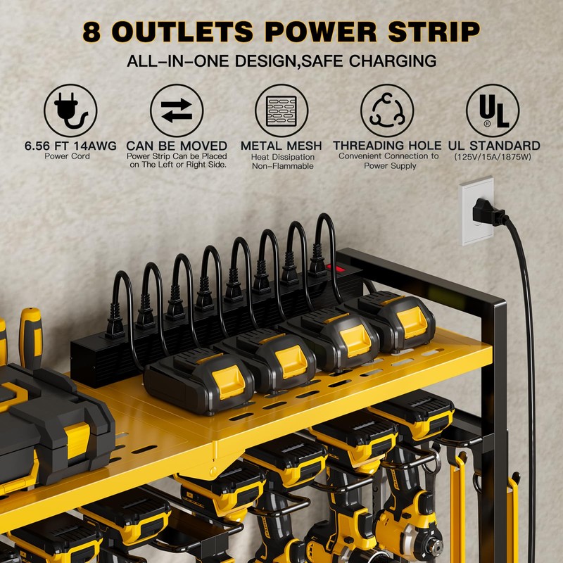 NattyDot Large Power Tool Organizer Cart with Charging Station 8