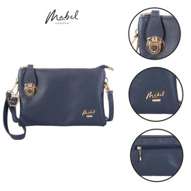 Mabel Women's Wristlets Clutch Bag - Faux Leather with Long Adjustable Strap and Fabric Lining - Evening Shoulder Purse Bag - Renee [Hot Pink]