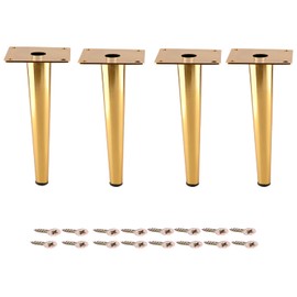 Osring 6 Inch Furniture Table Legs Golden, Steel Round Tapered Modern Sofa Feet, Straight Metal Furniture Legs Hardware for Cabinet and Couch, 4 Pack