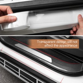 Car Door Sill Protector Bumper, Car Door Protector 3D Carbon Fiber Car Wrap Film Vinyl Automotive Wrap Film Car Door Sill Protection Car Door Edge Guards Strip Anti-Collision Fits (Transparent)