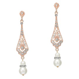 BABEYOND 1920s Vintage Rhinestone Earrings Flapper Accesories Gatsby Costume (Style 2 Rose Gold)