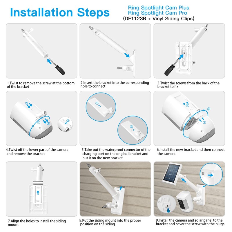 HOLACA 2-in-1 Vinyl Siding Clips for Ring Solar Panel, Spotlight