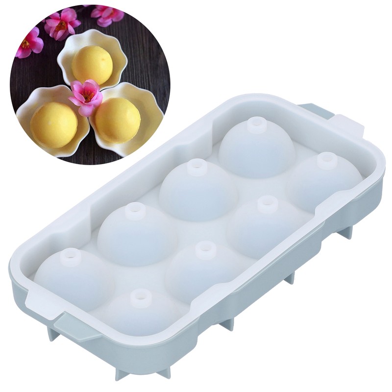 Ice Ball Maker Mold 8Hole Round Silicone Sphere Tray with