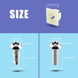 SAVITA Anti Theft Number Plate Screws Set M6 Security Screws for Number Plate Solid Stainless Steel Assortment Anti-Theft Screws Bolts Black Covers