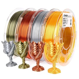 Amolen PLA Silk Basic 3D Printing Filament, 1.75mm:_Silk PLA Bundle 200g*4 Spool 1_US (TO US ONLY)