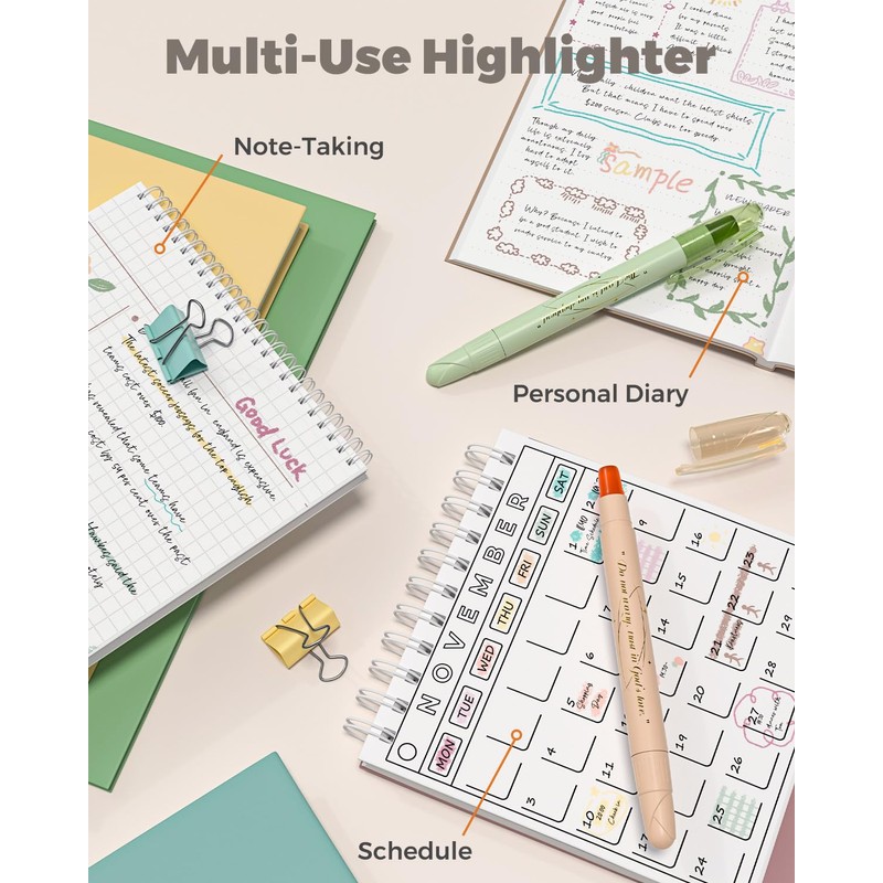 WEMATE Bible Highlighters No Bleed, 9PCS Assorted Colors Gel Highlighters