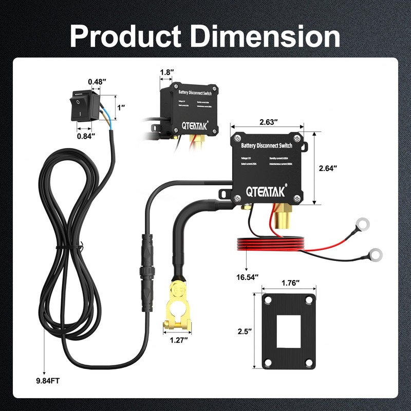 12V 250A Battery Disconnect Switch, KCD4, Boat Rocker Panel Switch