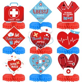 9PCS Nurse Week Table Decorations Nurse Week Decorations Nurse Honeycomb Centerpieces Nurse Party Decorations Happy Nurses Week Decorations Nurse Decor