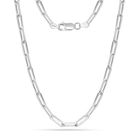 LeCalla 925 Sterling Silver Italian 4.5 MM Diamond-Cut PaperClip Link Chain Necklace for Women 24 Inches
