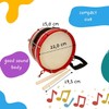 3848 Children's Wooden Marching Drum with Carry Strap and 2