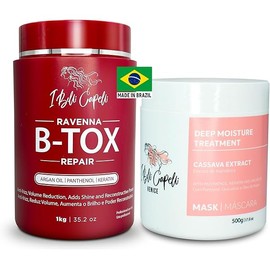Ravenna B-tox Repair Kit - Hair Treatment & Argan Oil Mask 500g, Formaldehyde-Free, Anti-Frizz, Volume Reduction (Pack of 2)