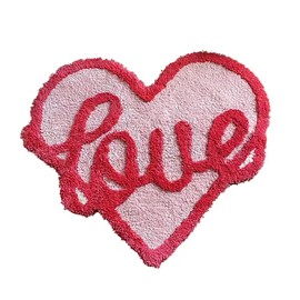 LAKEA Pink Love Plushy Tufting Decorative Rug Flocking Alfombra Fluffy Soft Love Mat for Girl Bedroom Living Room Carpet Warm Decor (29.5X24.8 inch)