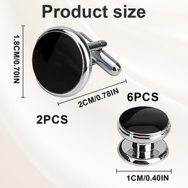 8PCS Dress Shirt Studs, Tuxedo Buttons, Tuxedo Studs Set, Cuff Links Mens, Business Shirt Cuff Links, Black Cufflinks for Men, Suit Stud Buttons for Formal Occasions, Suit Accessories for Men