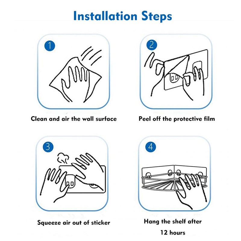 LAIGOO 8 Pcs Replacement Corner Shower Caddy Adhesive Hook Stickers,