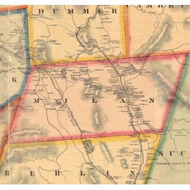 Coos County NH 1861 Map Wall Map with Homeowner Names New Hampshire - Old Map Reprint