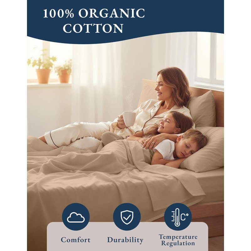 LANE LINEN 100% Organic Cotton California King Sheets Set, 4-Piece