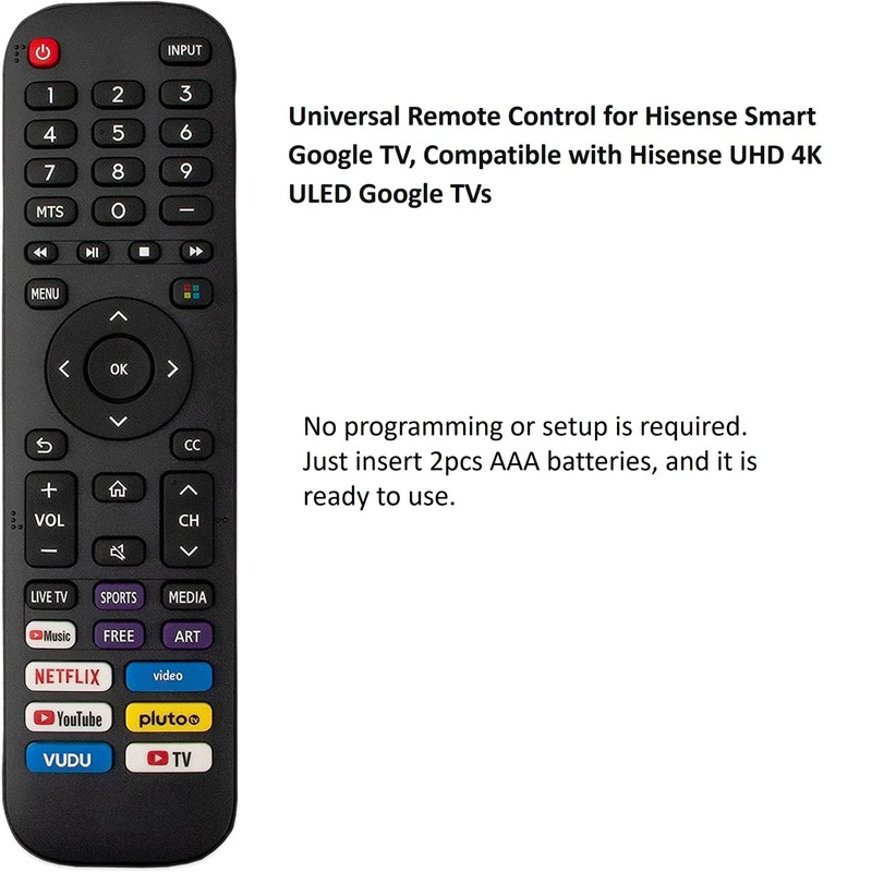 UBay Reemplazo para Hisense-TV-Remote, En2B30H Remote Compatible con Todos Los