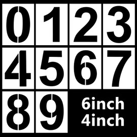 2 Pack Reusable Number Stencils 4 & 6 Inch - Heavy Duty Plastic Spray Paint Templates for Mailbox, Door Signs, Cars & Windows, Professional Lettering Kit for Home Business & Crafts