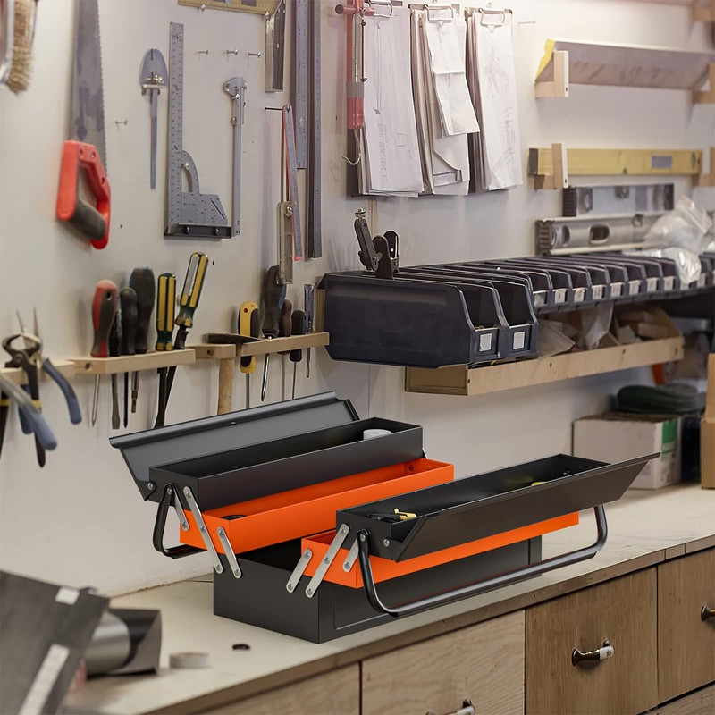 Nightcore 27” x 21” x 8.5” Metal Tool Box, 5-Tray
