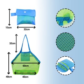 ZoeTekway Große Sandspielzeug-Netztasche, Sandspielzeugtasche, Strandtasche, Aufbewahrungstasche für Strandspielzeug, Outdoor-Strandurlaub-Reinigungstasche