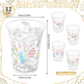 ZCPTZ 100 Pcs Easter Eggs Party Cups, 12 oz Easter Rabbit Plastic Cups Disposable Easter Colorful Clear Drinking Cups Happy Easter Party Cups for Easter Party Spring Holiday Birthday Party Supplies