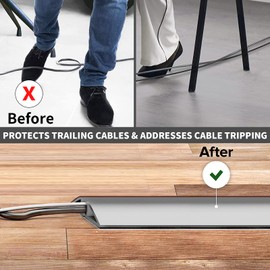 Flexible Small Cable Duct Cable Bridge Floor, Floor Cable Duct, 2 m x 2 cm Hose Bridge Floor Cable Cover, Cable Duct Floor Flat Cable Protection for Offices, Homes, Warehouses, Hotels, etc. (Grey)