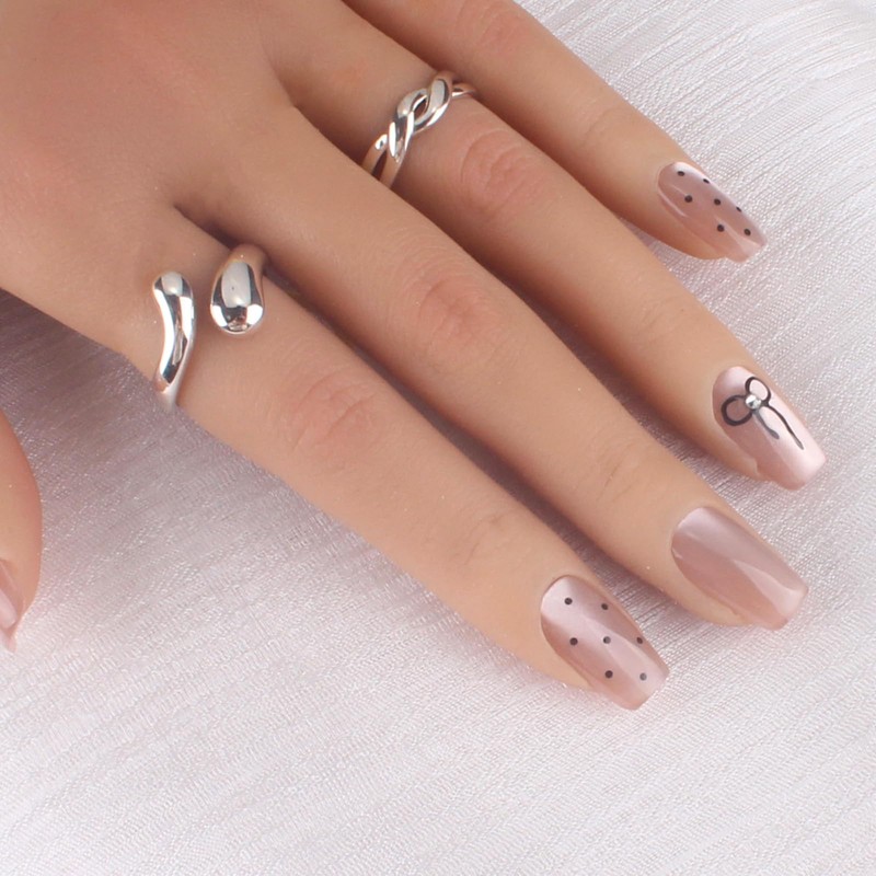 10pcs Handmade Nail Tips Elegant Pink Cents Bride Nail Tips