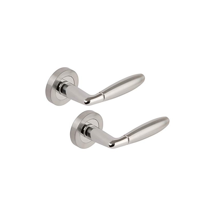 Excel DH3590 Phoenix Passage Door Handles on Round Rose, Polished/Satin
