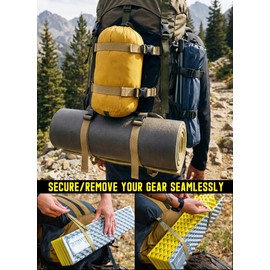 Pitozer Molle Backpack Straps Tactical Rush Tier System Molle Attachment for Tactical Military Backpack Plate Carrier Gear Accessories Compression Fastening Strap Pack Attachment Strap with Buckle